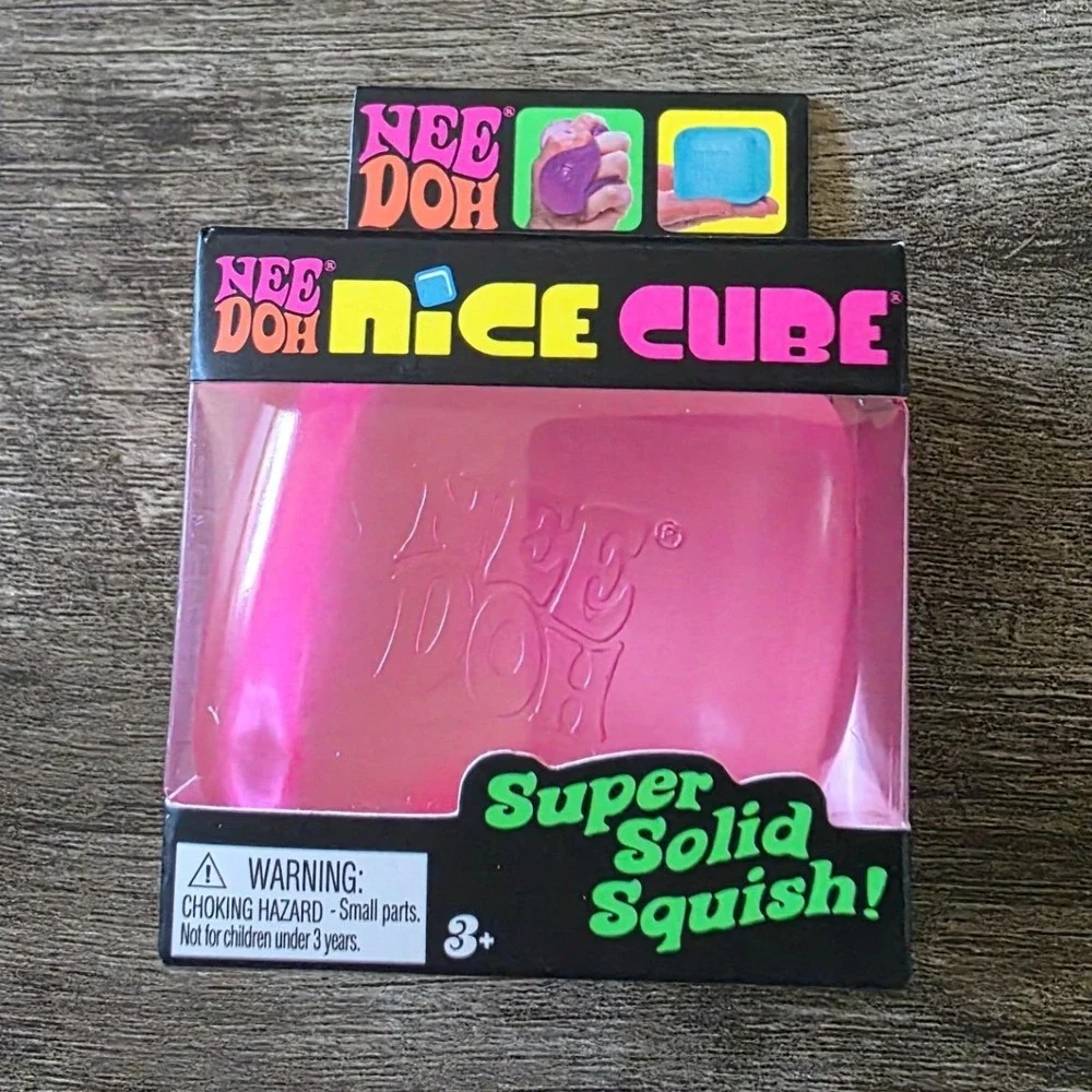 Schylling NeeDoh Nice Cube Pink Super Solid Squish Sensory Fidget Toy New